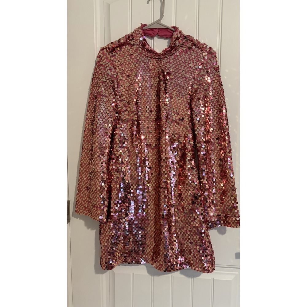 Maeve Long Sleeve Mock Neck Sequin Mini Dress‎ Size S